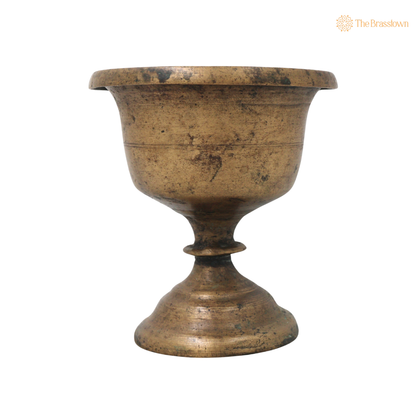 Vintage Brass Lota Kalash Kumbha for Pooja Temple - Handcrafted Traditional Pital Gangajali Kamandal for Ganga Jal, Hindu Rituals, Home Mandir &amp; Spiritual Gifting 3.5 Inch