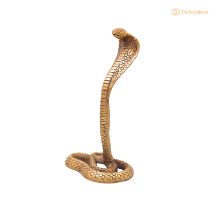 Brass Snake Handcrafted Naag Devta Idol – Handcrafted Naag Devta Murti for Pooja, Vastu, Home Mandir, Spiritual Décor &amp; Traditional Gifting 10.5 Inch