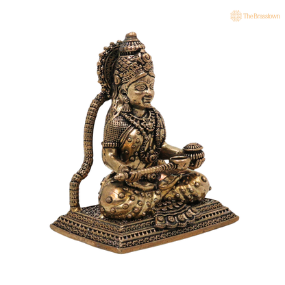 Handcrafted Brass Annapurneshwari Idol 2.5 Inch side view – antique finish detail