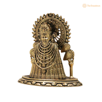 Brass Khatu Shyam Idol 3.5 Inch side view – antique finish detail