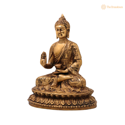 Handcrafted Brass Gautama Buddha Idol in Meditation - A Symbol of Wisdom and Peace 10.5 Inch