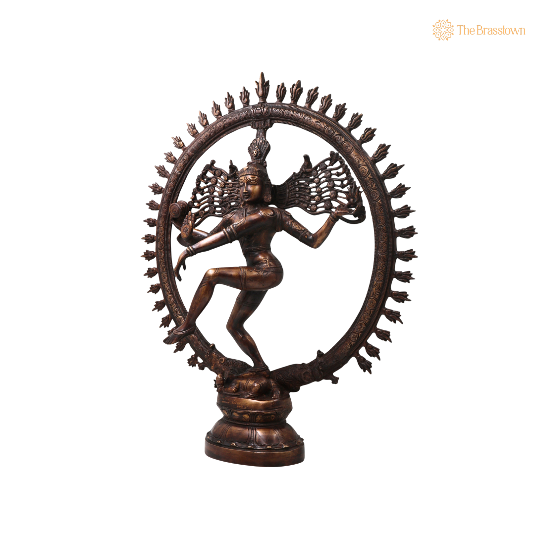 Unique Brass Nataraja Idol – Handcrafted Unique Chola Style Dancing Lord Shiva Idol for Pooja, Home Mandir, Temple Décor &amp; Spiritual Gifting 20 Inch