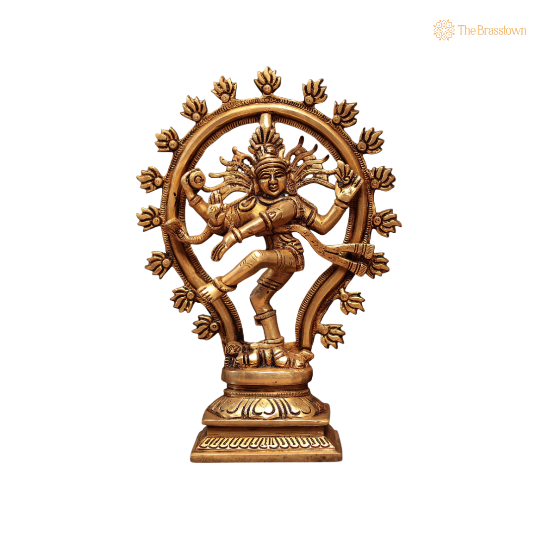Handcrafted Brass Natraj Superfine Idol 10 Inch side view – antique finish detail