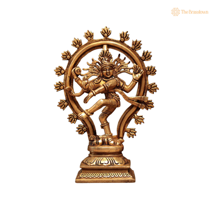 Handcrafted Brass Natraj Superfine Idol 10 Inch side view – antique finish detail