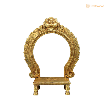 Brass Chowki with Prabhavali 14.5 Inch – home mandir puja decor India