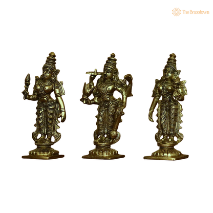 Handcrafted Brass Lord Vishnu with 6 Inch closeup – intricate craftsmanship