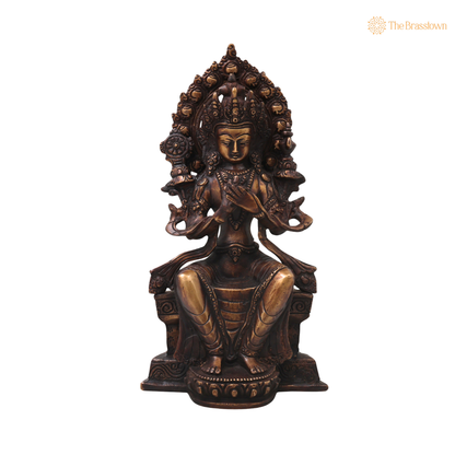 Brass Maitreya Buddha Idol – Handcrafted Buddha Ajita Bodhisattva Murti for Pooja, Home Décor &amp; Spiritual Gifting 10 Inch