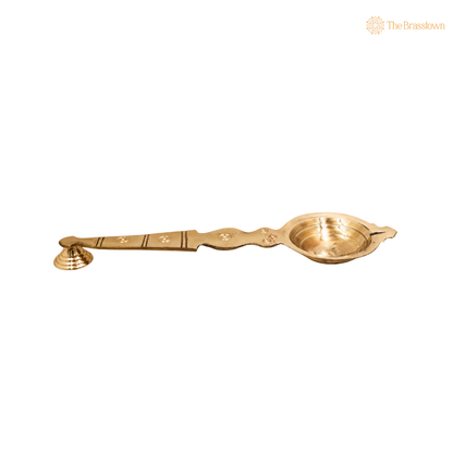 Brass Aarti Burner Kapoor Dani – Traditional Camphor Lamp, Karpoora Harathi Deepam for Pooja, Aarti &amp; Temple Rituals 12 Inch