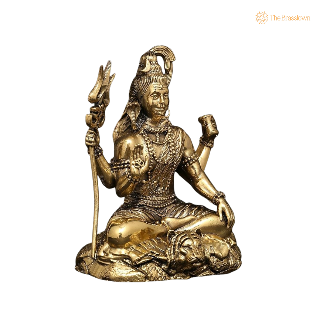Brass Shiva Idol 3 Inch side view – antique finish detail