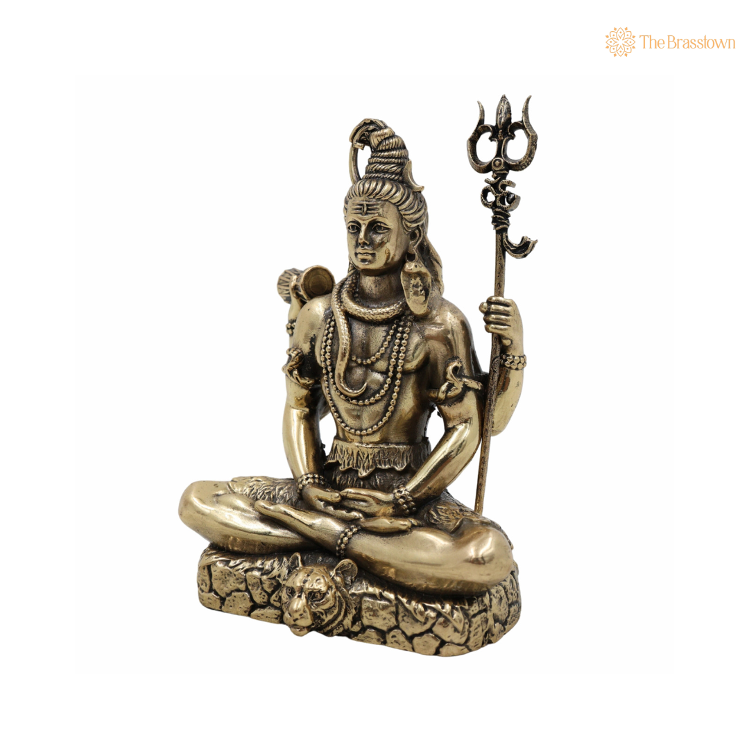 Brass Shiva Idol 4.5 Inch side view – antique finish detail
