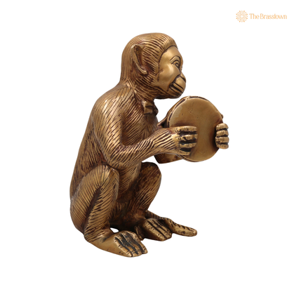 Handcrafted Brass Monkeys Idol – Vanar Murt for Home Décor, Office Desk &amp; Gifting 7 Inch