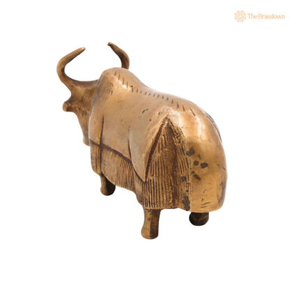 Handcrafted Brass Yak Sculpture – Himalayan Animal Figurine, Antique Brass Home Décor, Strength &amp; Prosperity Symbol 2.5 Inch