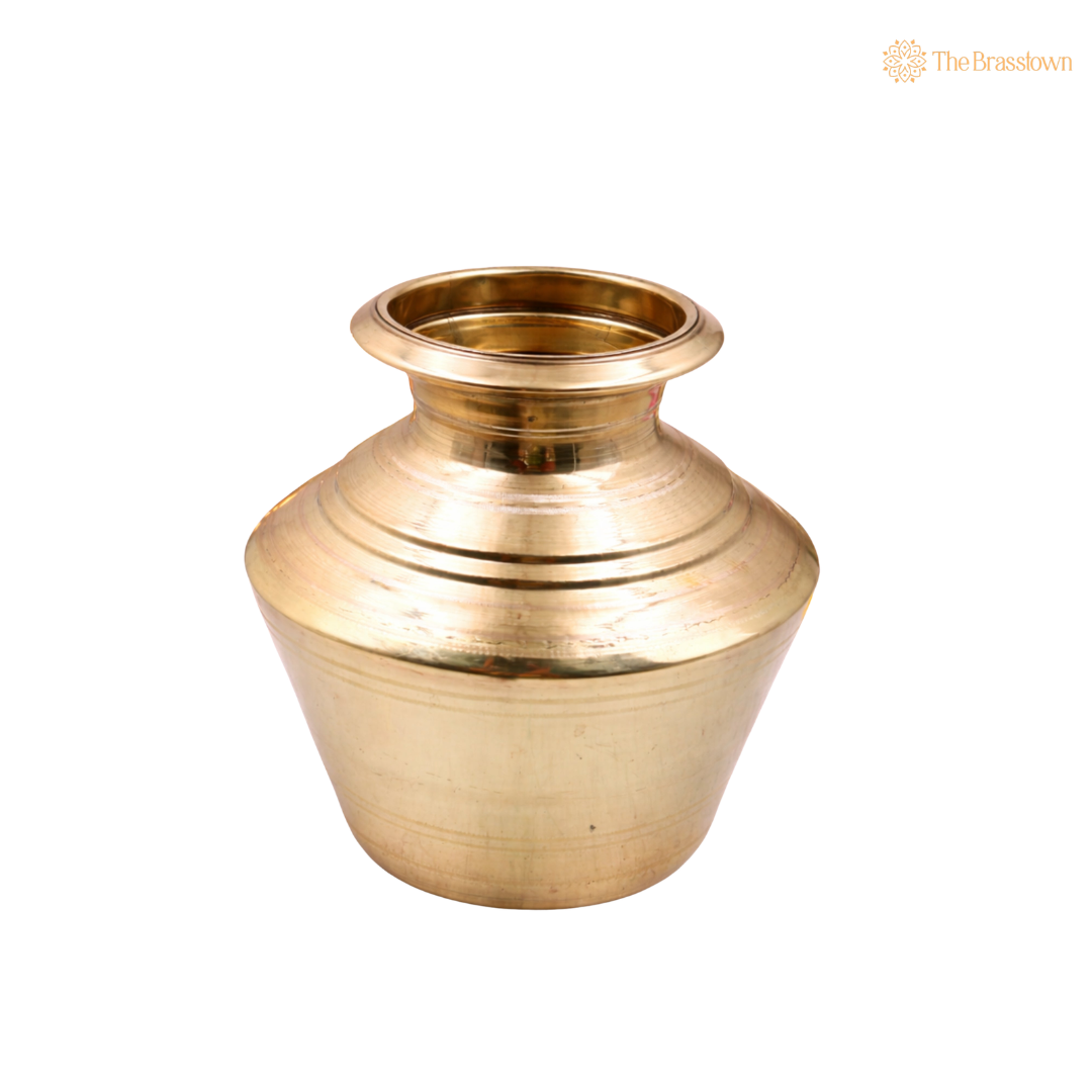 Handcrafted Brass Water Pot Kalash Jal Patra For Pooja – Traditional Pital Gangajali Kamandal for Puja, Ganga Jal Storage, Rishi Muni Kalash &amp; Hindu Rituals 11.5 Inch