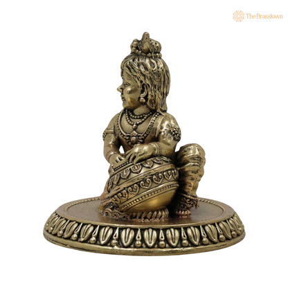 Divine Brass Bal Gopal Idol – Bal Krishna / Laddu Gopal Murti for Puja &amp; Home Décor 3 Inch