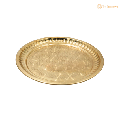 Brass Pooja Thali for Mandir – Peetal Aarti Plate (Pital Puja Thambalam) for Hindu Worship &amp; Temple Rituals 26 Inch