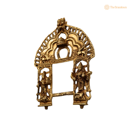 Handcrafted Brass Traditional Prabhavali Arch with Dwarpal  – Handcrafted Arch Backdrop Wall Hanging for Home Temple, Deity Décor &amp; Spiritual Ambience 37.5 Inch (Copy)