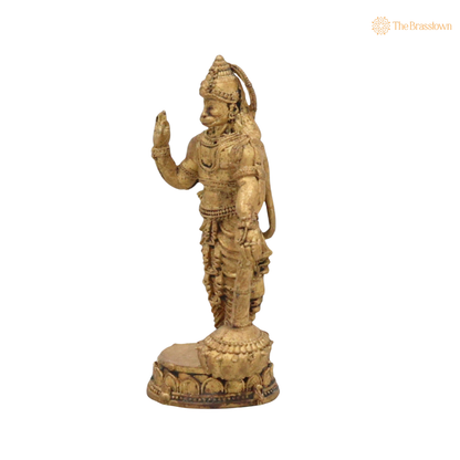 Brass Standing Hanuman Idol 2 Inch side view – antique finish detail