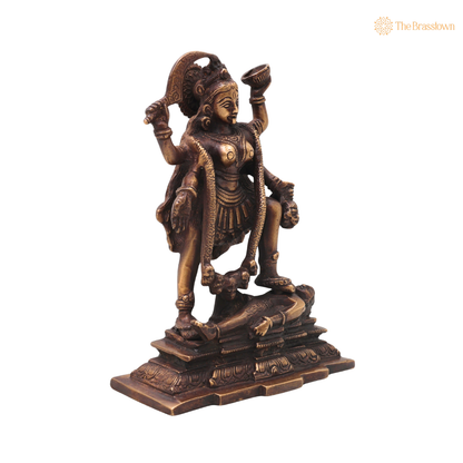 Unique Brass Mahakali Idol Murti – Unique Chola Style Kali Mata Statue for Pooja, Home Mandir, Spiritual Décor &amp; Gifting 7.5 Inch
