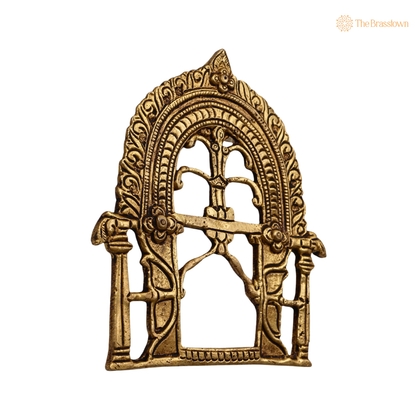 Brass Prabhavali Arch Frame 5.5 Inch side view – antique finish detail
