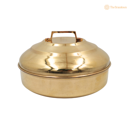 Brass Prasad Box – Traditional Peetal Naivedya Patra, Pooja Dabba &amp; Prasadam Offering Container for Temple, Mandir &amp; Home Worship 4.5 Inch