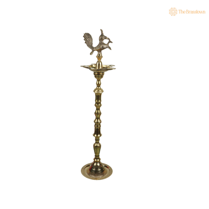 Traditional Handcrafted Brass Kuthu Vilakku – Traditional Deepam Diya Lamp for Pooja, Temple &amp; Home Décor 39 Inch