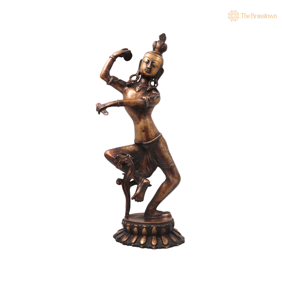 Brass Nataraja Sculpture – Handcrafted Unique Chola Style Dancing Shiva Idol for Pooja, Home Mandir, Temple Décor &amp; Spiritual Gifting 17 Inch