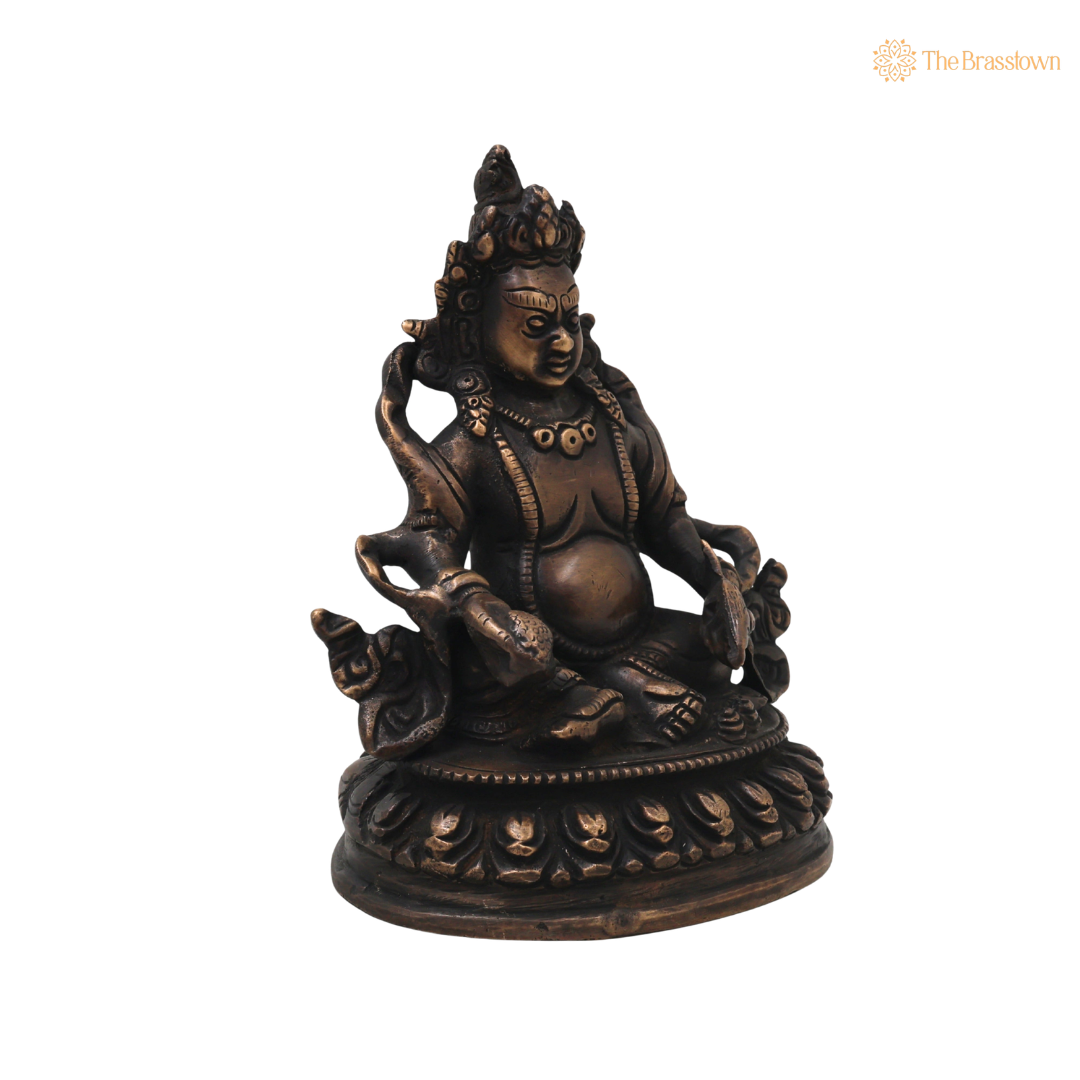 Brass Kubera Idol – Handcrafted Vaishravana Wealth Murti for Vastu, Pooja, Home Mandir, Décor &amp; Spiritual Gifting 6.5 Inch