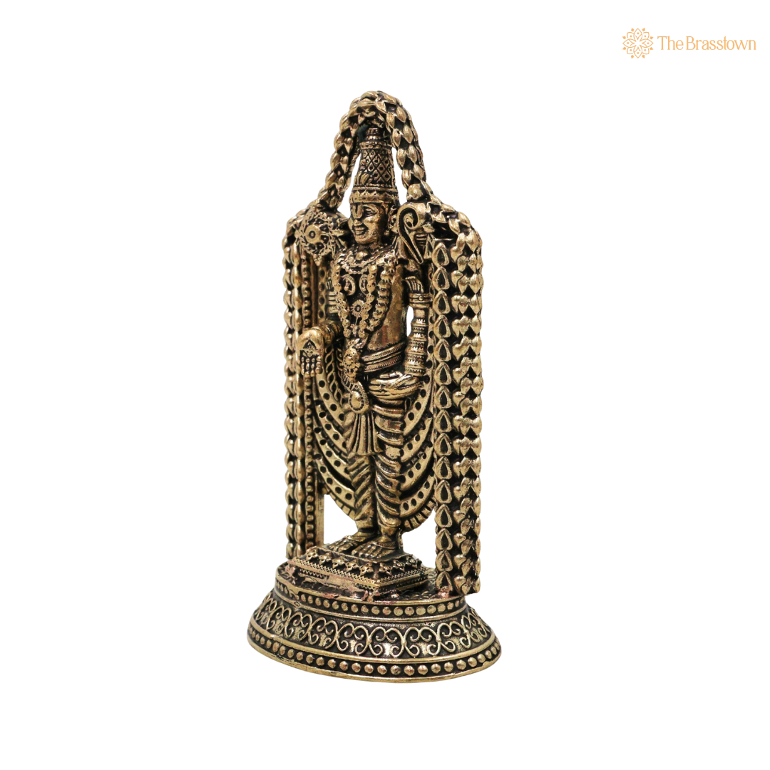 Brass Venkateshvara Idol WIth Frame 3.5 Inch – home mandir puja decor India