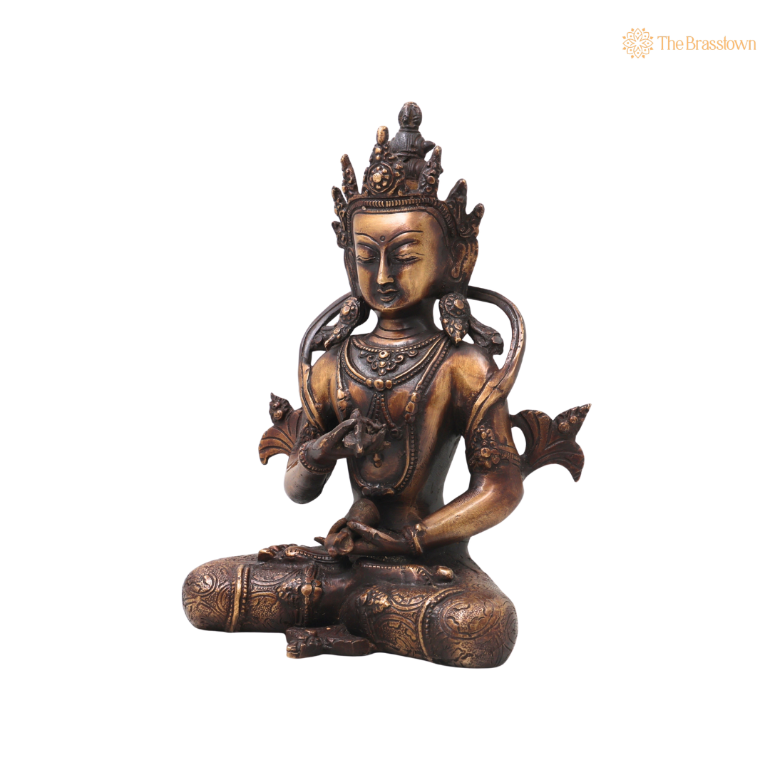 Brass Vajrasattva Idol Murti – Handcrafted Dorje Sempa Buddhist Murti for Pooja, Meditation, Home Décor &amp; Spiritual Gifting 11 Inch