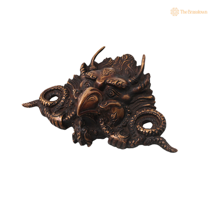 Brass Garuda Mask Wall Hanging – Handcrafted Vishnu Vahana Garuda Mask for Temple, Home Mandir, Spiritual Décor &amp; Gifting 4.5 Inch