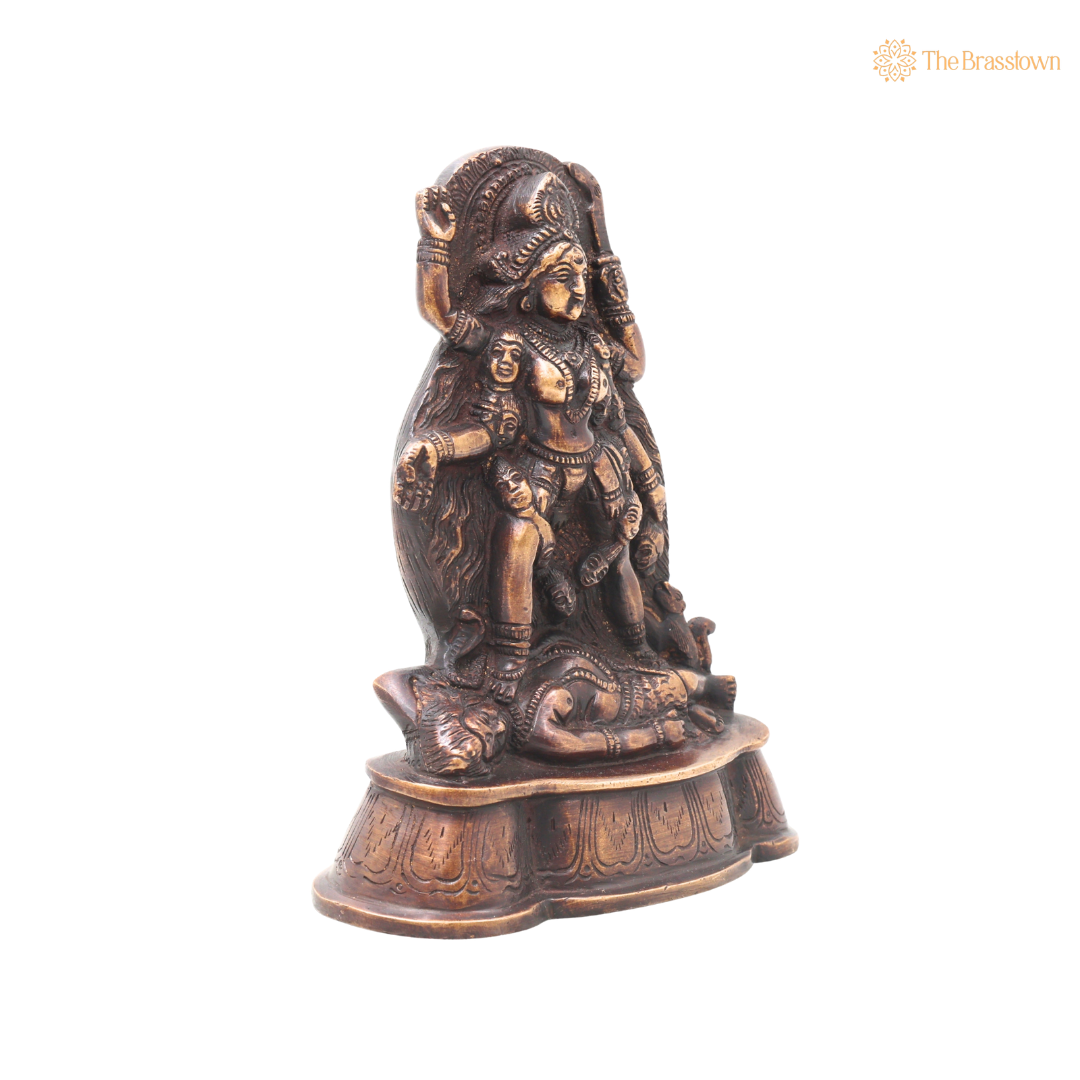 Brass Mahakali Idol Murti – Traditional Chola Style Kali Mata Statue for Pooja, Home Mandir, Spiritual Décor &amp; Gifting 7 Inch