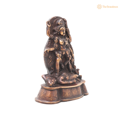 Brass Mahakali Idol Murti – Traditional Chola Style Kali Mata Statue for Pooja, Home Mandir, Spiritual Décor &amp; Gifting 7 Inch