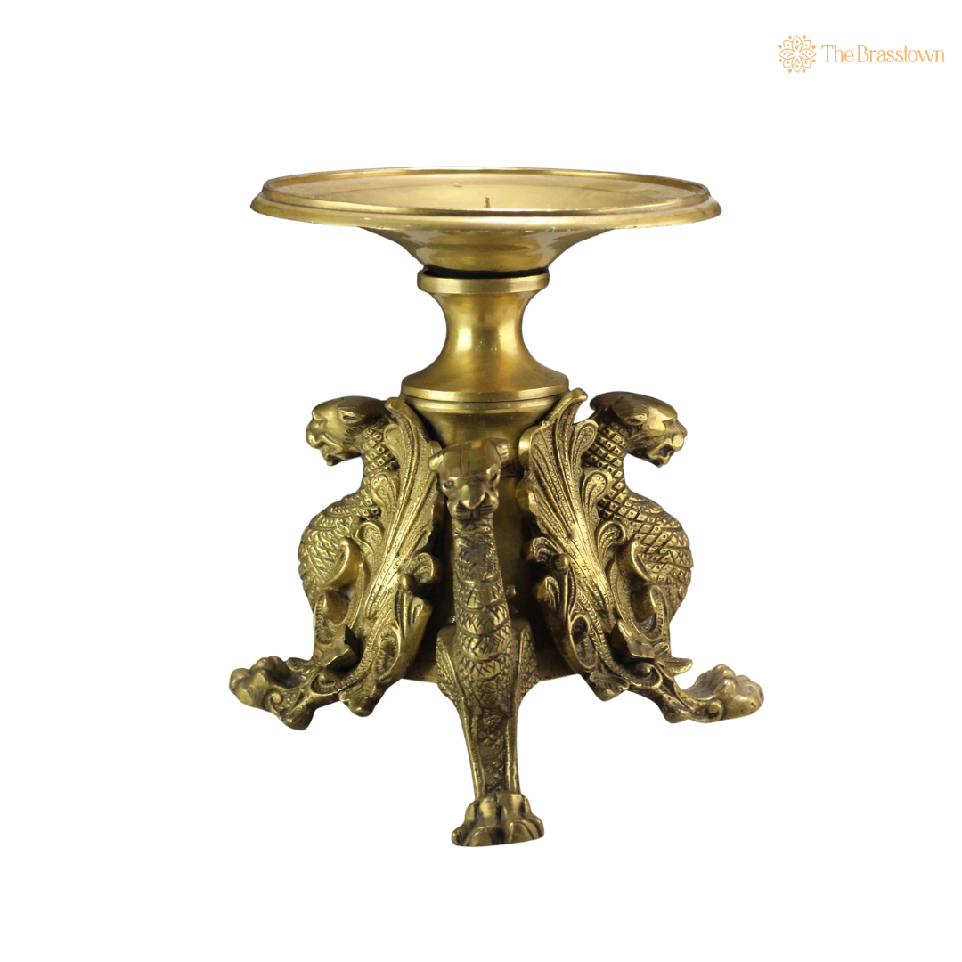 Handcrafted Brass Nandi Idol on 7 Inch side view – antique finish detail
