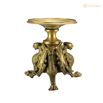 Handcrafted Brass Nandi Idol on 7 Inch side view – antique finish detail
