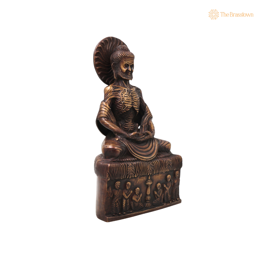 Brass Maitreya Fasting Buddha Idol – Handcrafted Future Buddha Ajita Bodhisattva Murti for Pooja, Home Décor &amp; Spiritual Gifting 12.5 Inch