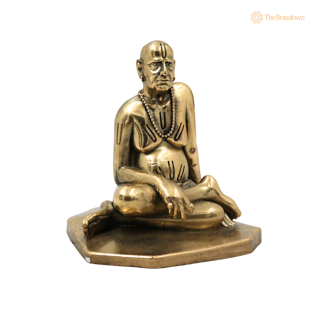 Brass Handcrafted Shri Swami Samarth Maharaj Idol – Divine Swami Samarth Murti for Pooja, Home Mandir, Spiritual Décor &amp; Gifting 4 Inch