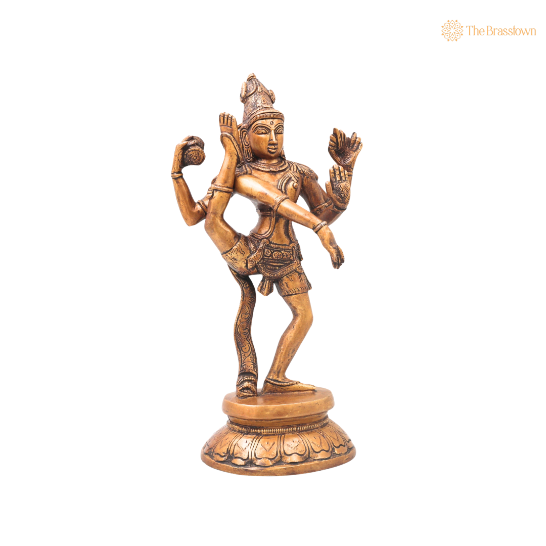 Brass Nataraja Sculpture – Handcrafted Chola Style Dancing Shiva Idol for Pooja, Home Mandir, Temple Décor &amp; Spiritual Gifting 12.5 Inch