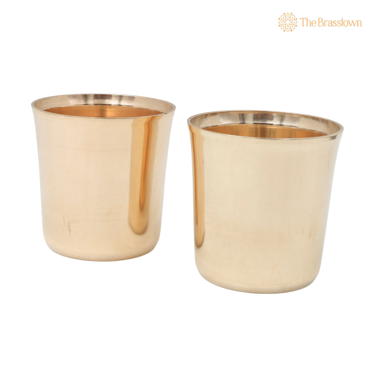 Bronze Glass Set of 2 – Traditional Indian Drinkware Pair for Pooja, Home Decor &amp; Gifting 3 Inch 2