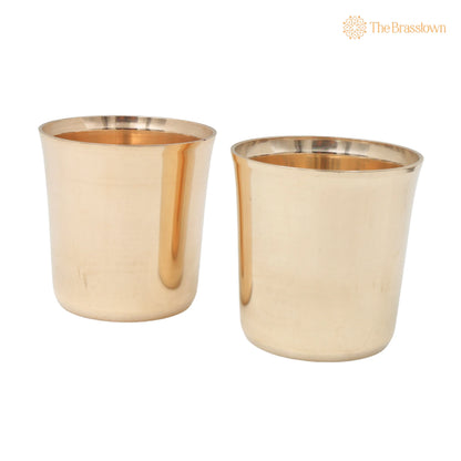 Bronze Glass Set of 2 – Traditional Indian Drinkware Pair for Pooja, Home Decor &amp; Gifting 3 Inch 2