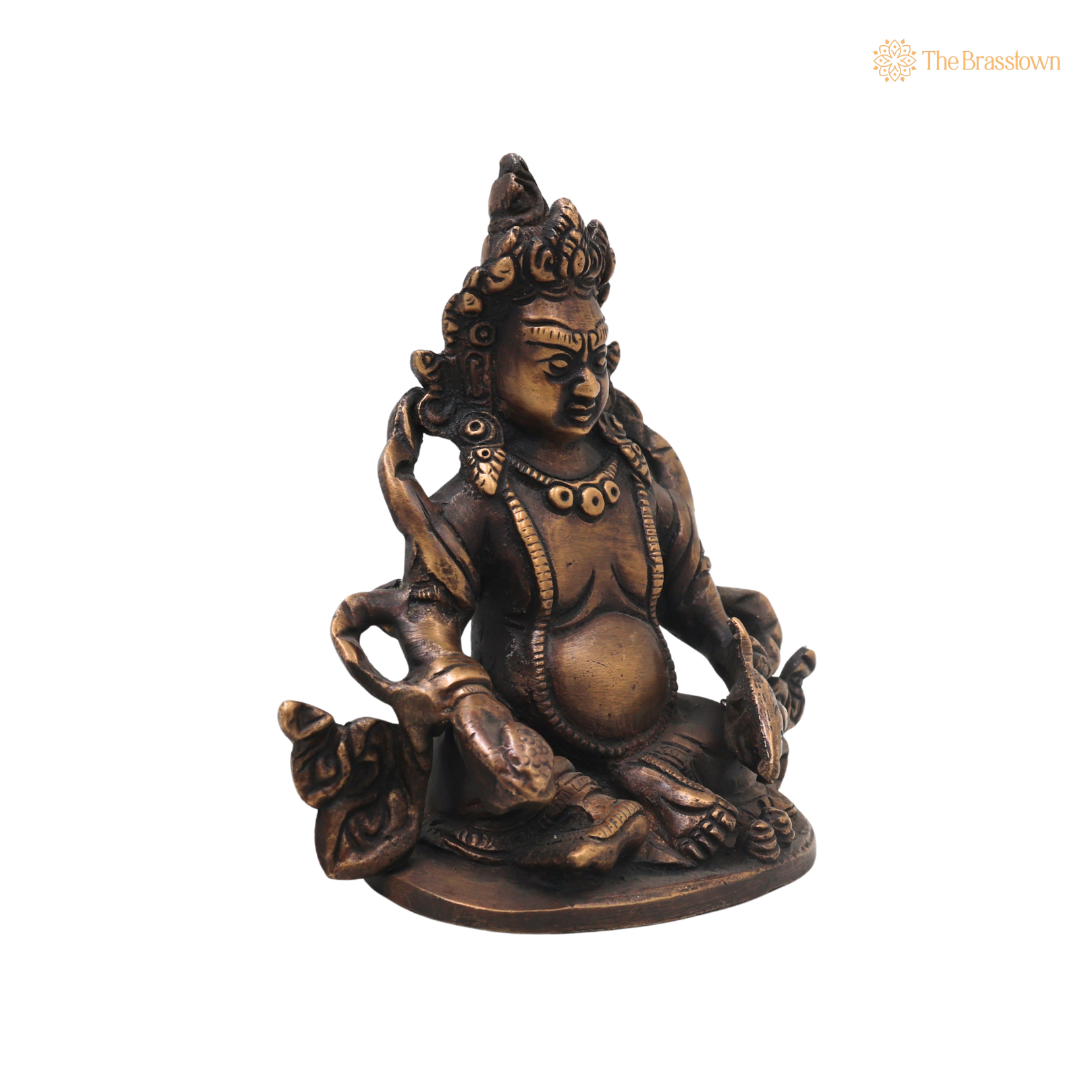 Brass Kubera Idol – Handcrafted Vaishravana Murti for Vastu, Pooja, Home Mandir, Décor &amp; Spiritual Gifting 4.5 Inch