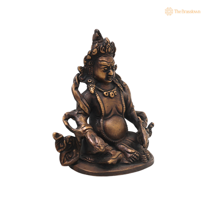 Brass Kubera Idol – Handcrafted Vaishravana Murti for Vastu, Pooja, Home Mandir, Décor &amp; Spiritual Gifting 4.5 Inch