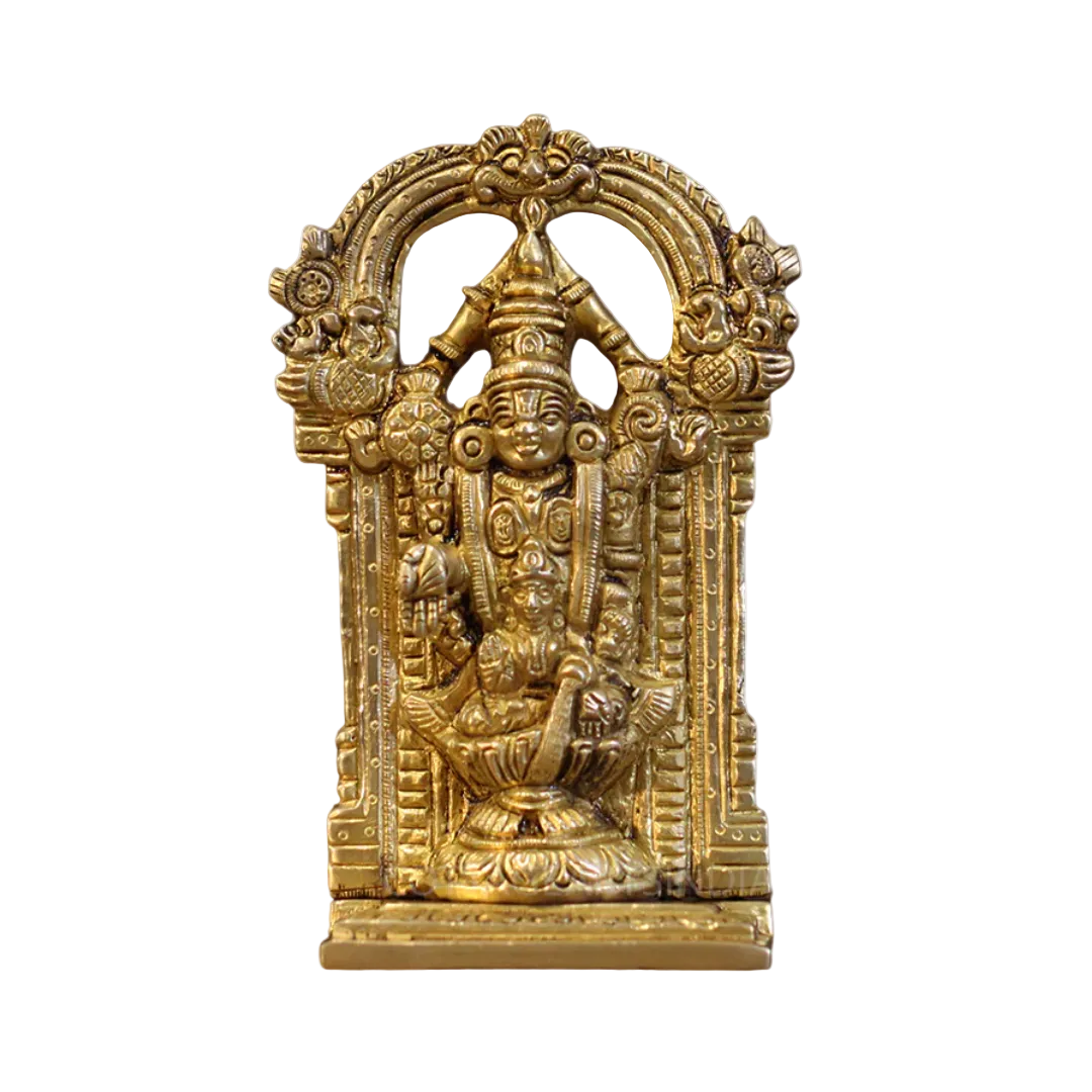 Handcrafted Brass Tirupati Balaji Idol 6.5 Inch side view – antique finish detail