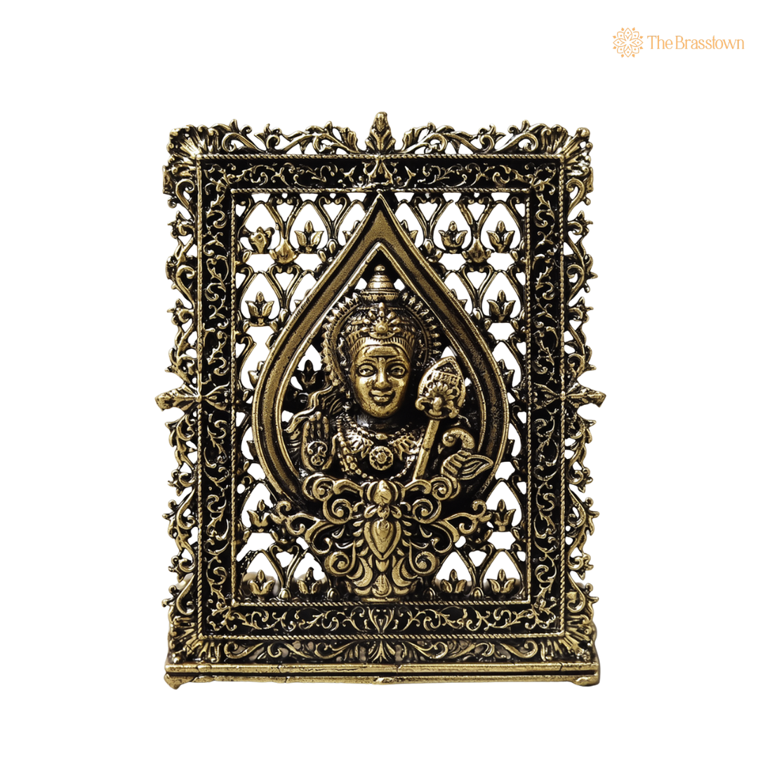 Brass Kartik (Murugan) Panel – Fine Handcrafted Lord Murugan Wall Plaque for Car Dashboard, Home Décor &amp; Spiritual Blessings 3 Inch