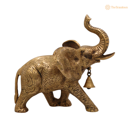 Brass Huge Elephant Idol 11 Inch closeup – intricate craftsmanship