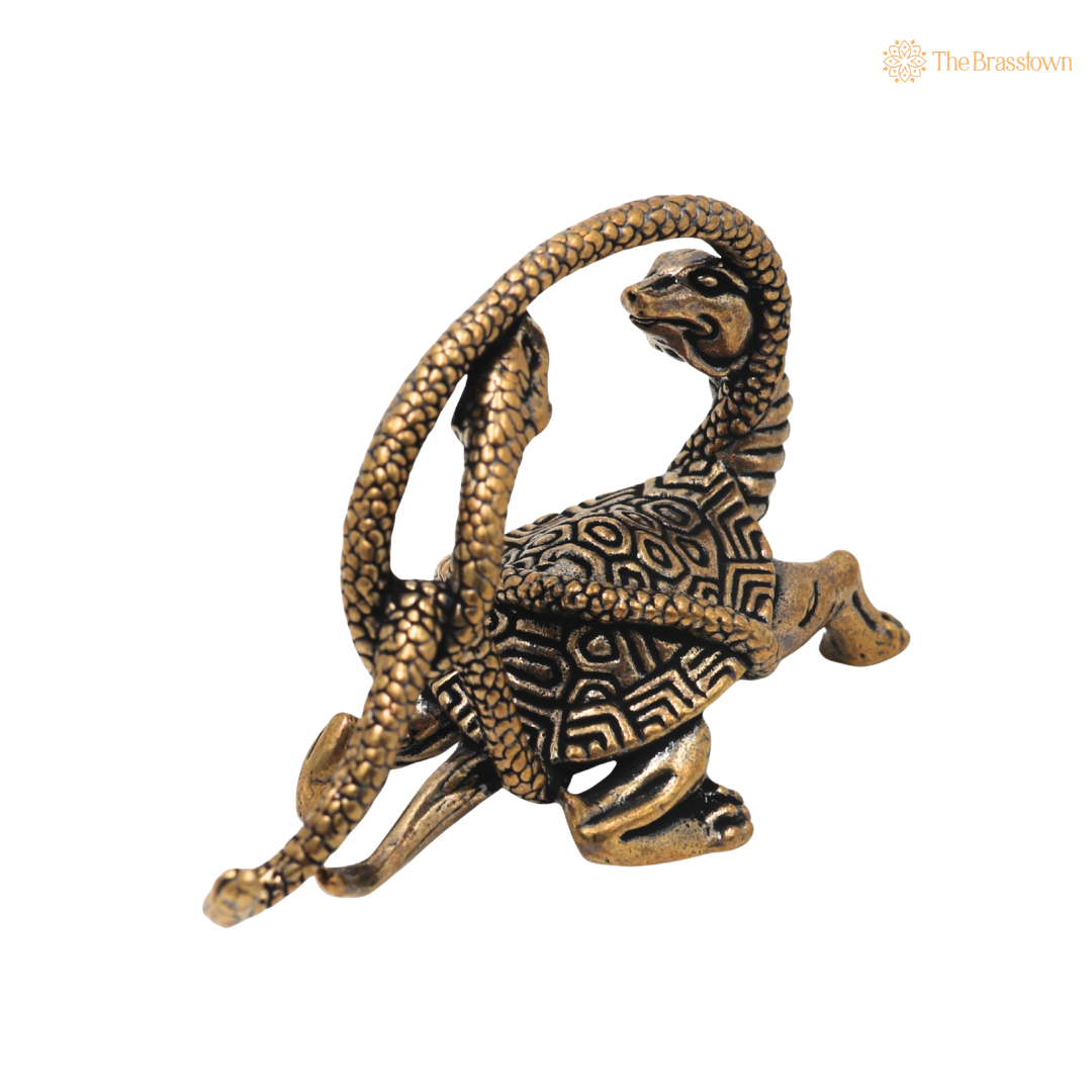 Brass Naag Kurma Tortoise Sculpture – Vastu &amp; Feng Shui Symbol for Stability, Wealth &amp; Protection 1.5 Inch