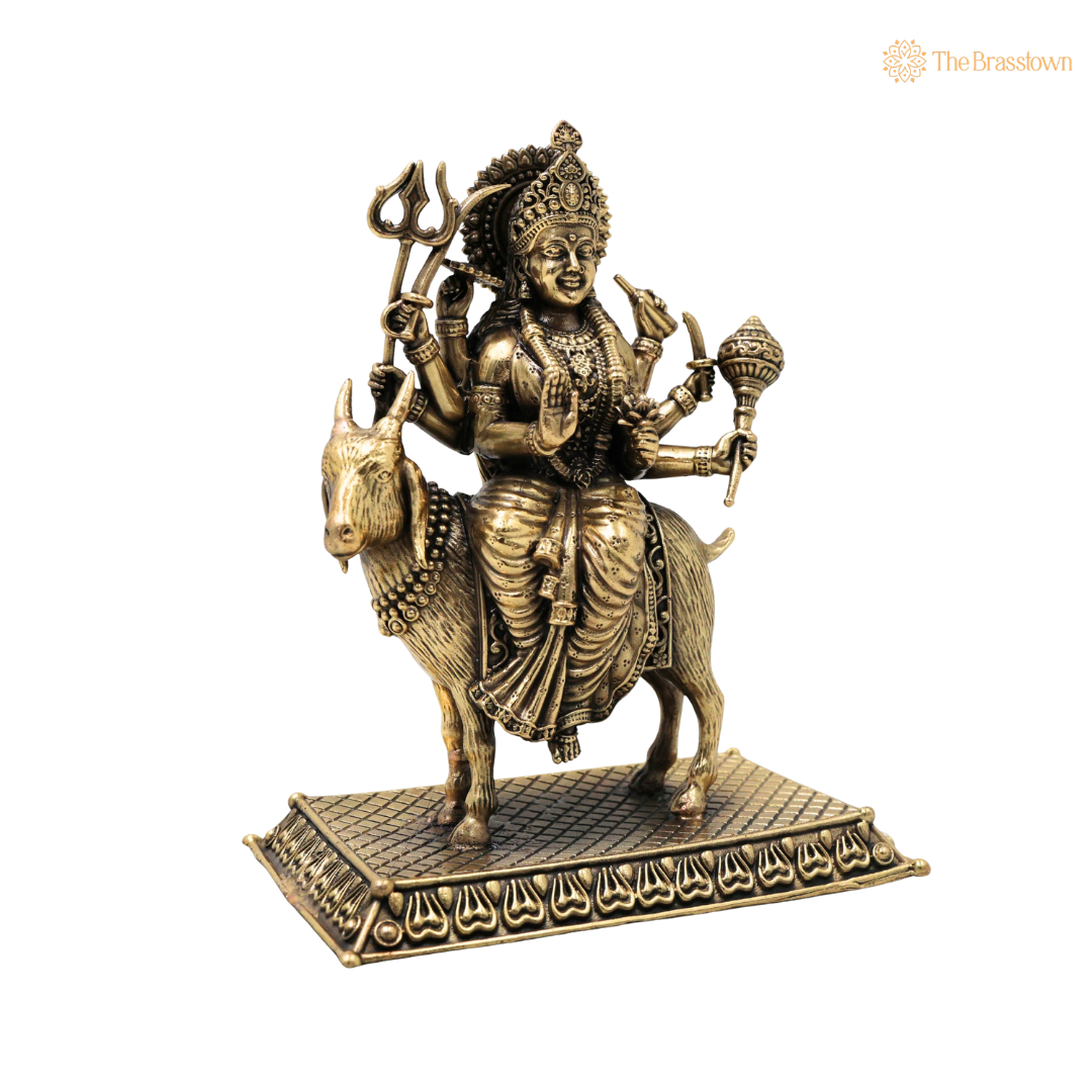 Brass Meladi Mata Ji Idol – Handcrafted Meldi Maa Devi Murti for Pooja, Vastu, Home Mandir &amp; Spiritual Décor 5 Inch