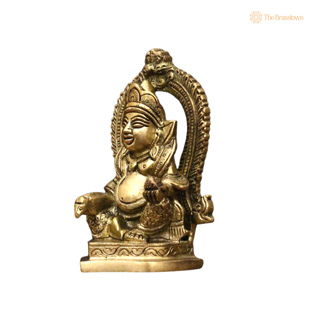 Handcrafted Brass Kuber Idol 4.5 Inch side view – antique finish detail