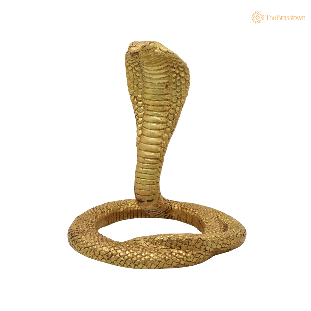 Brass Snake Handcrafted Naag Devta Idol – Unique Naag Devta Murti for Pooja, Vastu, Home Mandir, Spiritual Décor &amp; Traditional Gifting 7.5 Inch