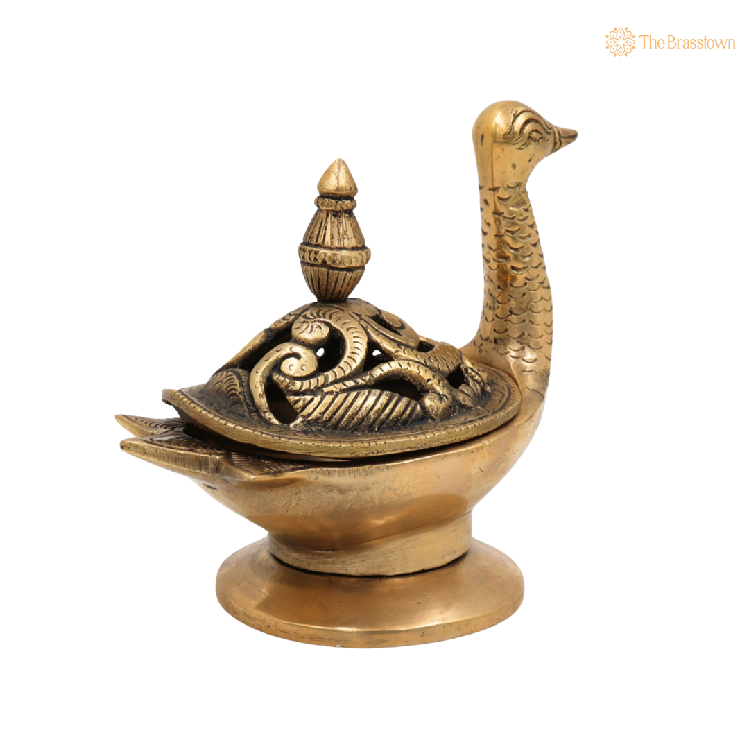Handcrafted Brass Unique Peacock Dhoop Dani 5 Inch