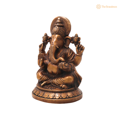 Brass Ganesha Ganapati Idol – Traditional Chola Style Ganapati Vinayaka Murti for Pooja, Home Mandir, Décor &amp; Gifting 9 Inch